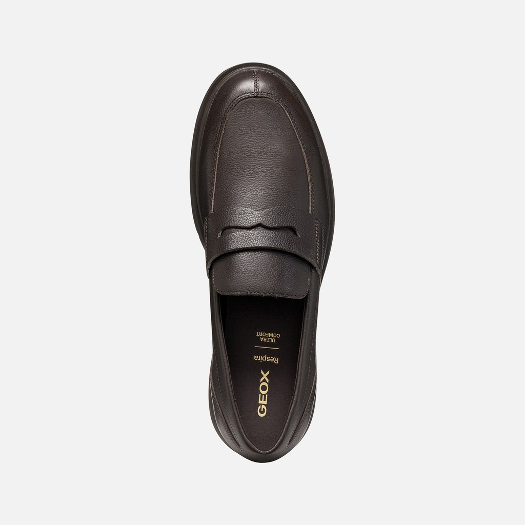 Leather dress loafers SPHERICA EC1 B MAN Coffee - image number 5 | GEOX