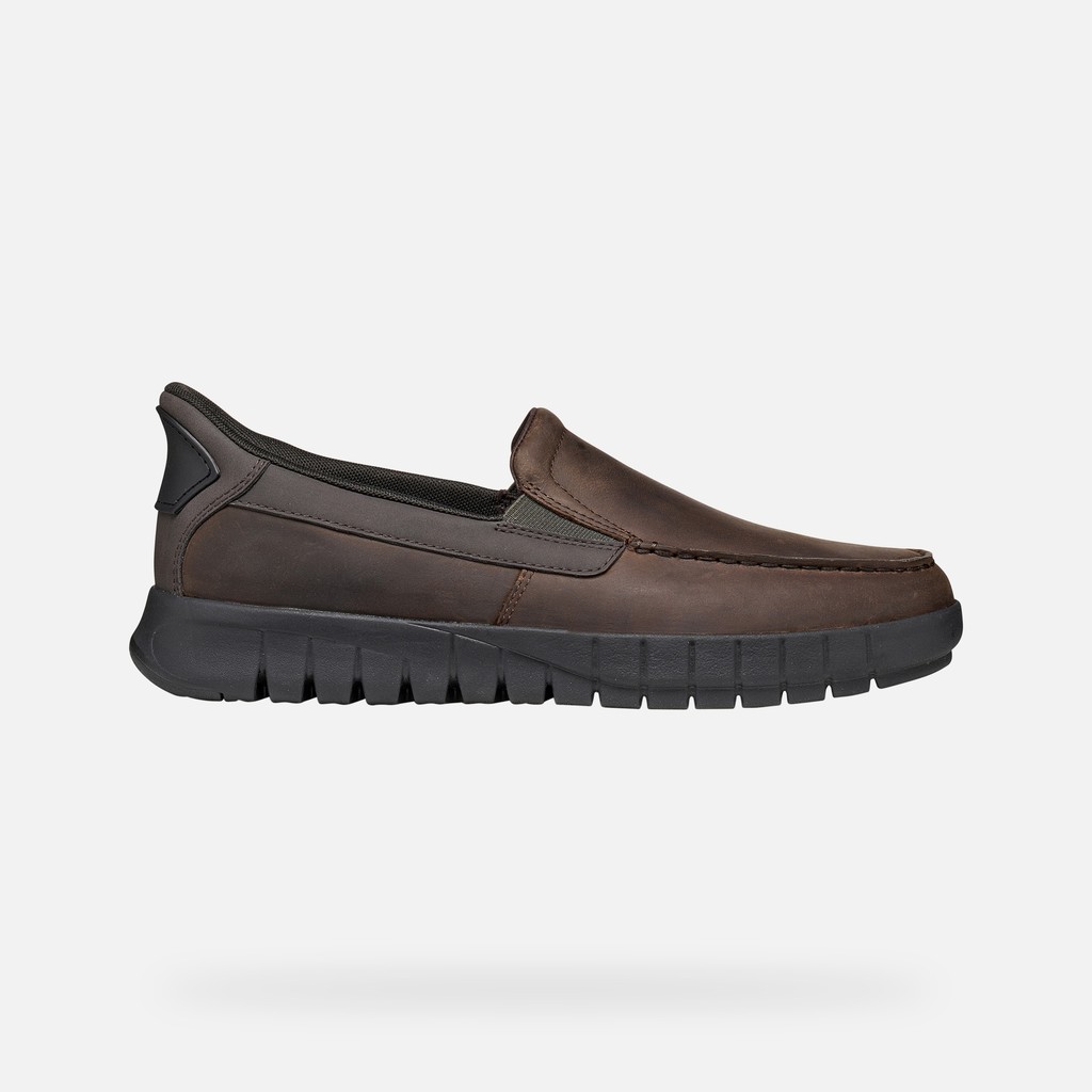 Leather loafers FLEXTRIDE PLUS MAN Chocolate - image number 1 | GEOX