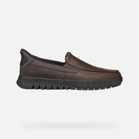 Leather loafers FLEXTRIDE PLUS MAN Chocolate - image number 1 | GEOX