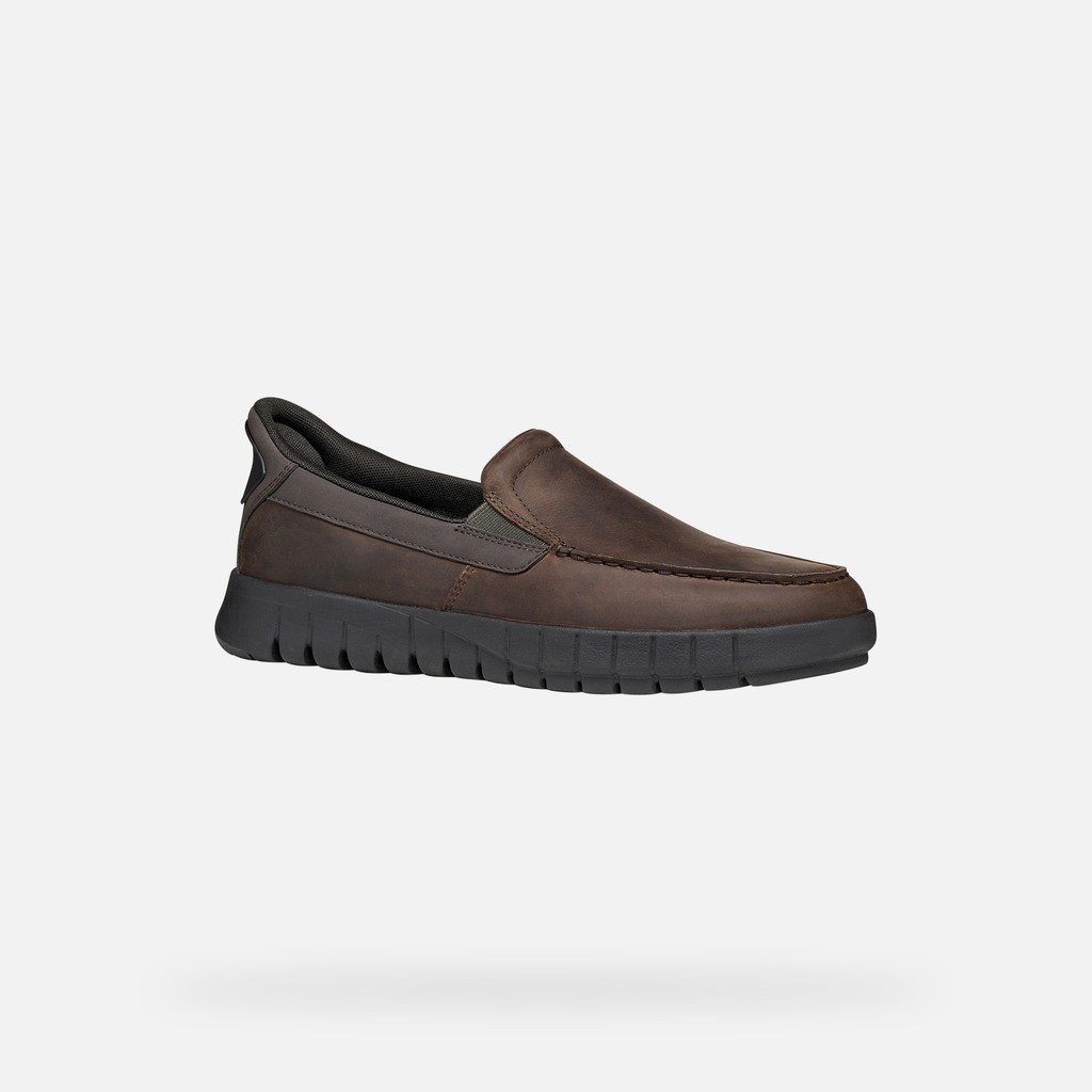 Leather loafers FLEXTRIDE PLUS MAN Chocolate - image number 2 | GEOX