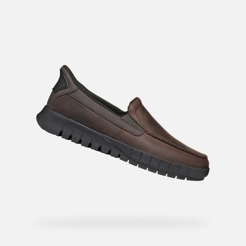 Leather loafers FLEXTRIDE PLUS MAN Chocolate | GEOX