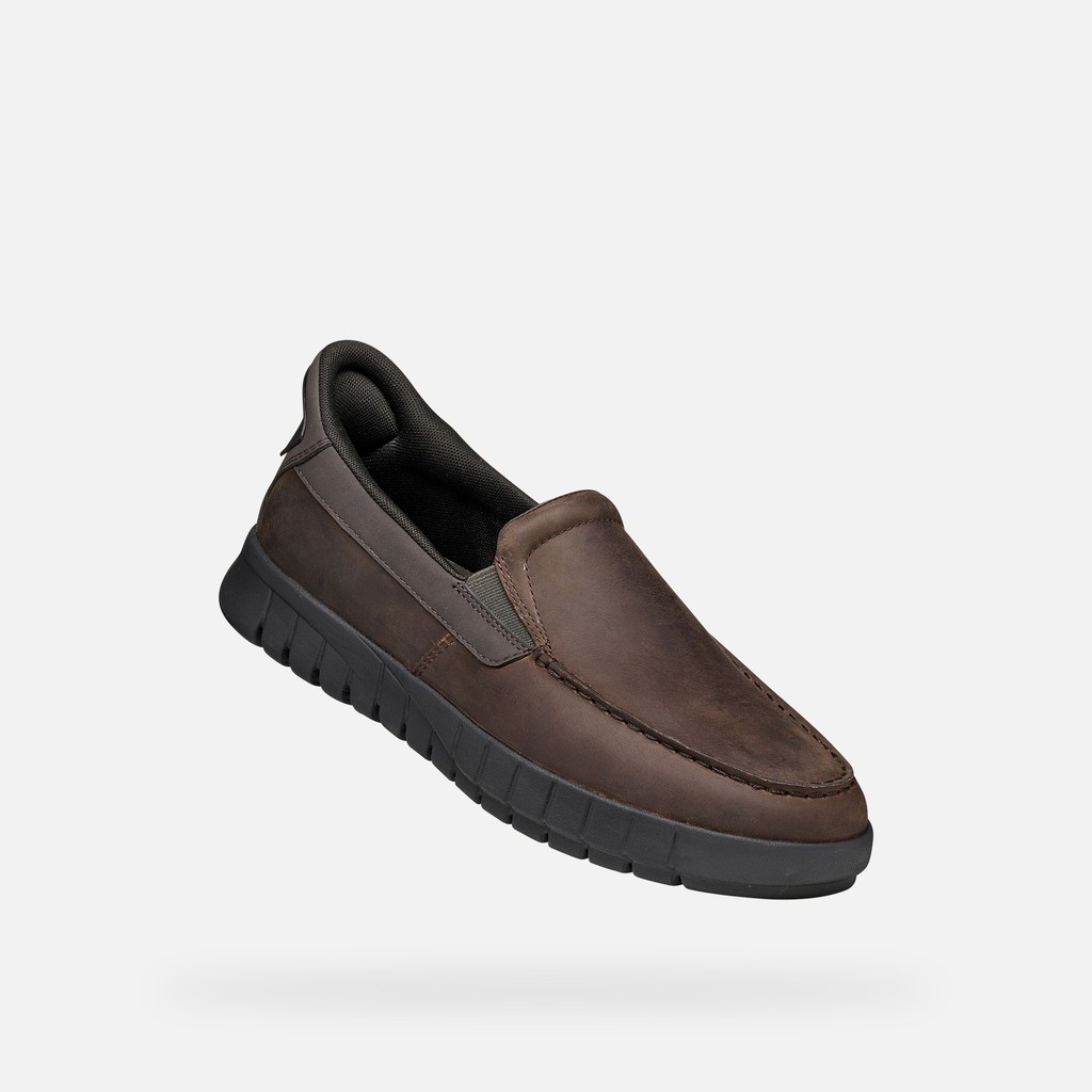 Leather loafers FLEXTRIDE PLUS MAN Chocolate - image number 4 | GEOX