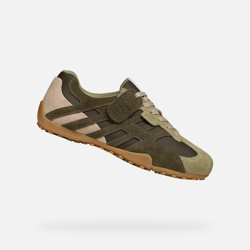Vintage low top sneakers SNAKE MAN Sage/Military - image number 0 | GEOX
