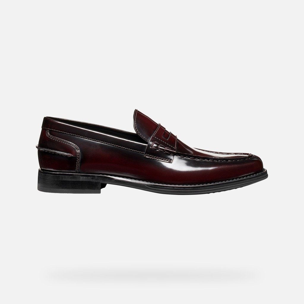 Leather loafers ELLMOOR MAN Dark Burgundy - image number 1 | GEOX
