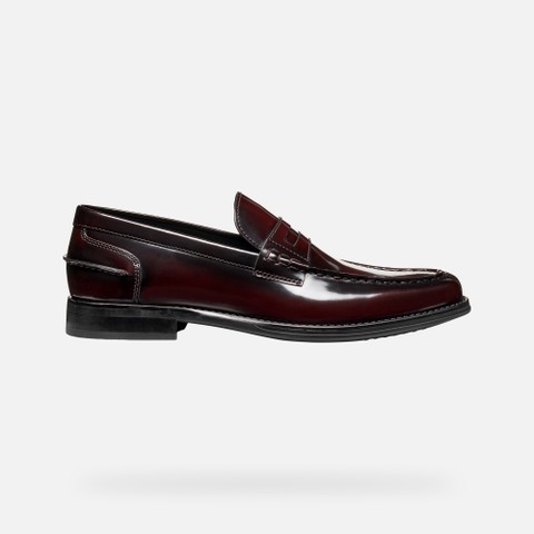 Leather loafers ELLMOOR MAN Dark Burgundy - image number 1 | GEOX