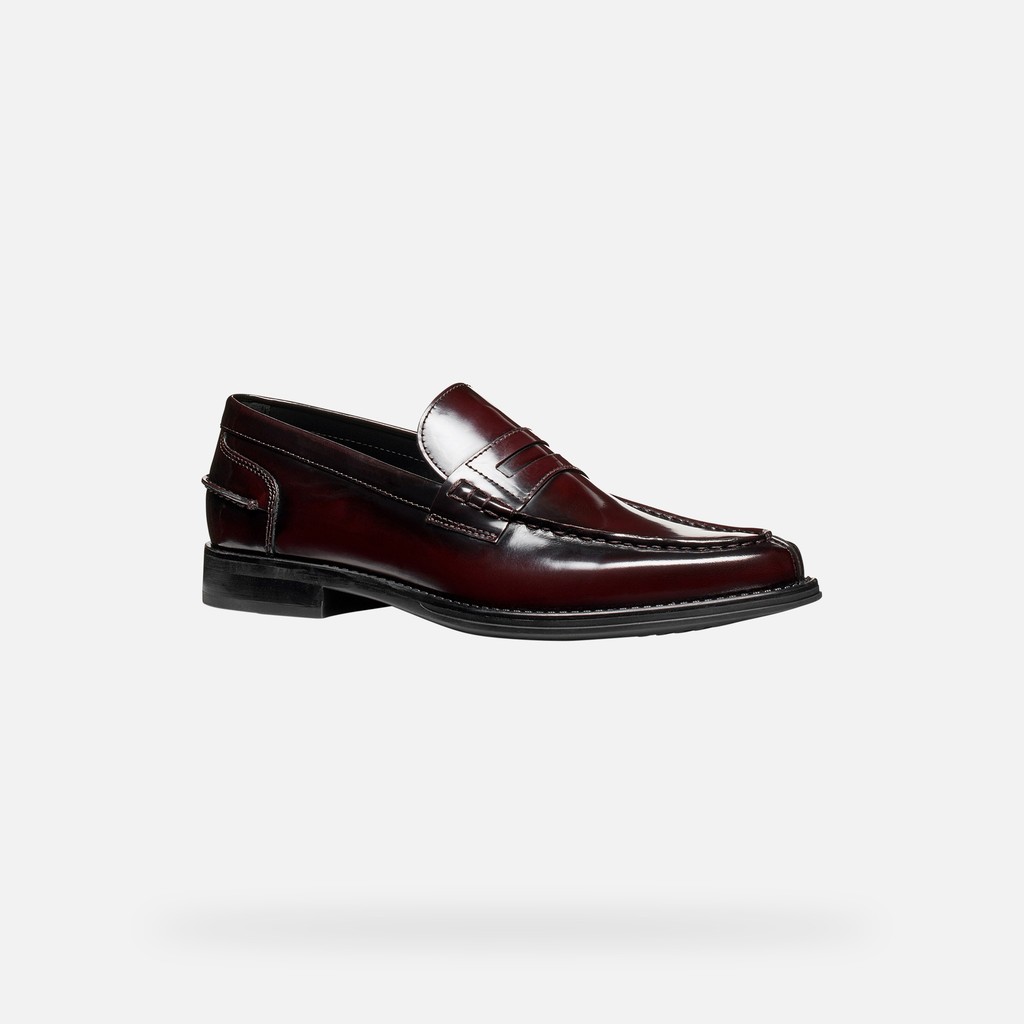 Leather loafers ELLMOOR MAN Dark Burgundy - image number 2 | GEOX