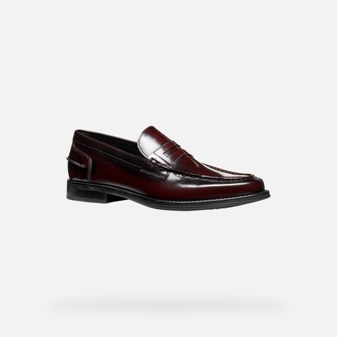 Leather loafers ELLMOOR MAN Dark Burgundy - image number 2 | GEOX