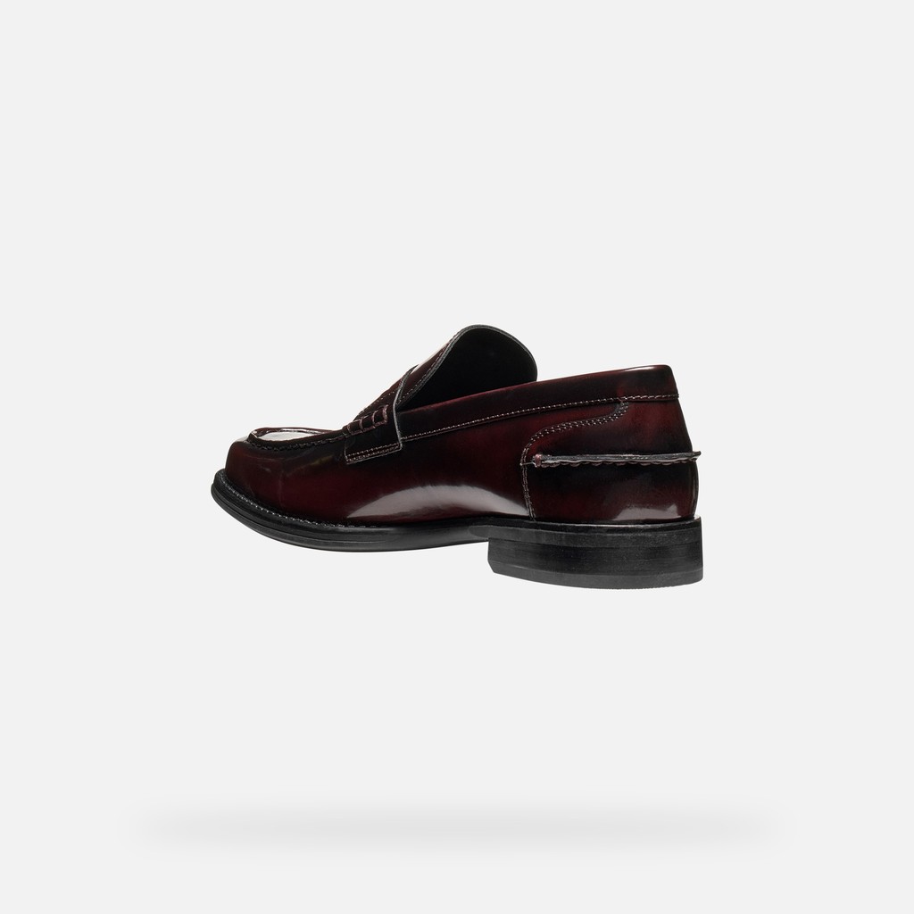 Leather loafers ELLMOOR MAN Dark Burgundy - image number 3 | GEOX