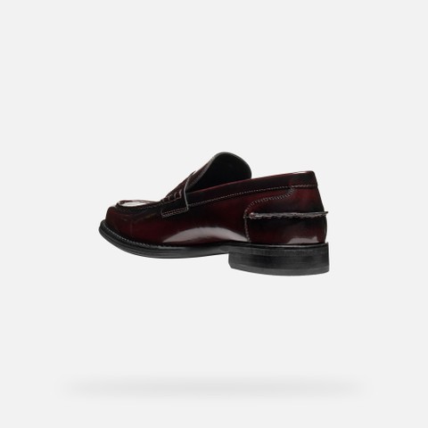 Leather loafers ELLMOOR MAN Dark Burgundy - image number 3 | GEOX
