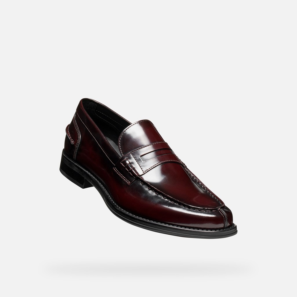 Leather loafers ELLMOOR MAN Dark Burgundy - image number 4 | GEOX