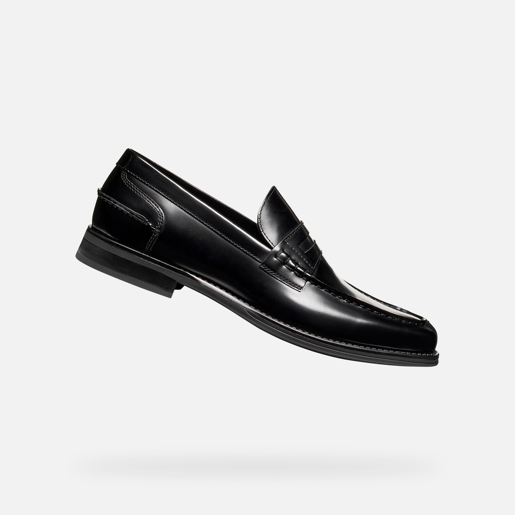 Mocassins de couro ELLMOOR HOMEM Preto - image number 0 | GEOX