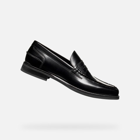 Mocassins de couro ELLMOOR HOMEM Preto | GEOX
