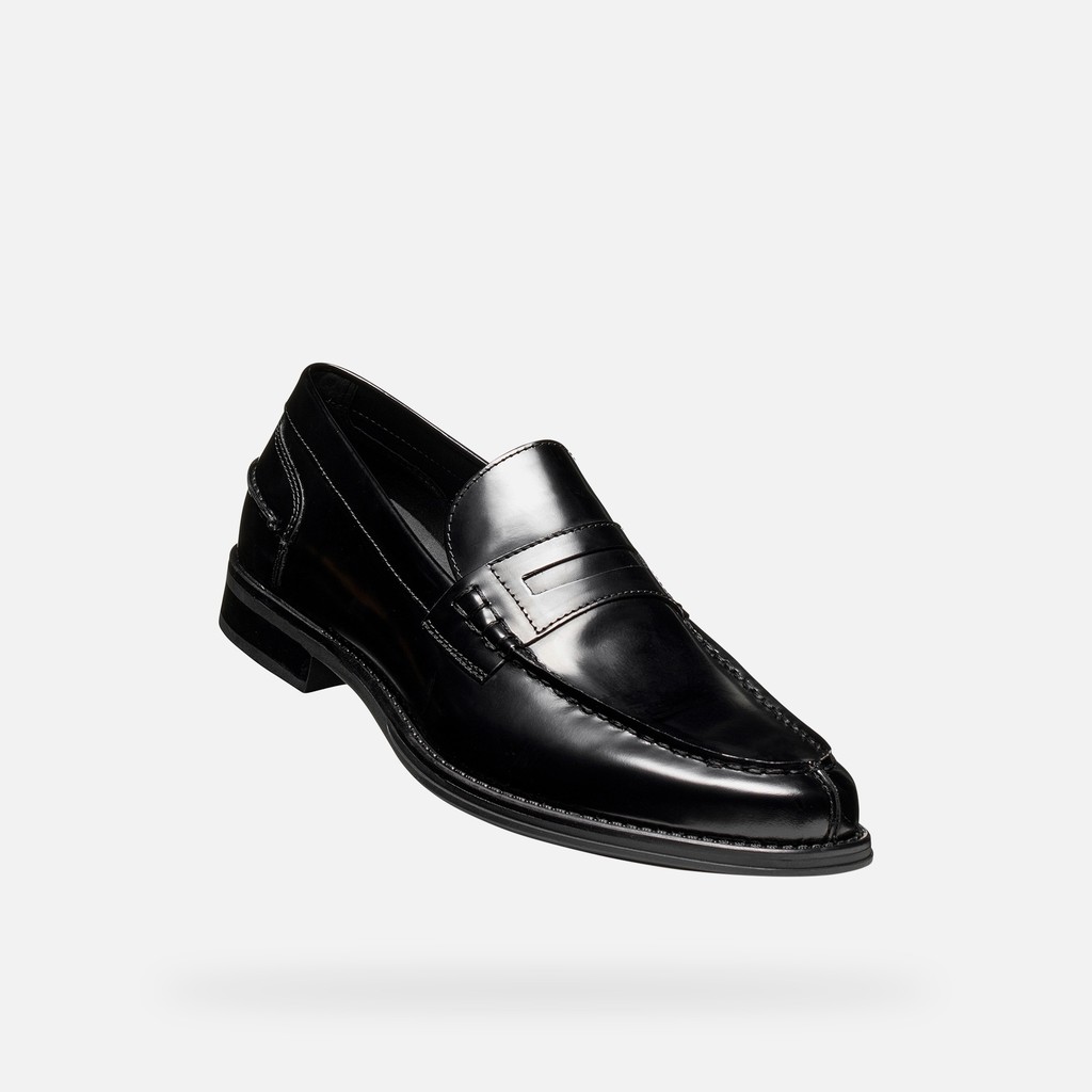 Mocassins de couro ELLMOOR HOMEM Preto - image number 4 | GEOX