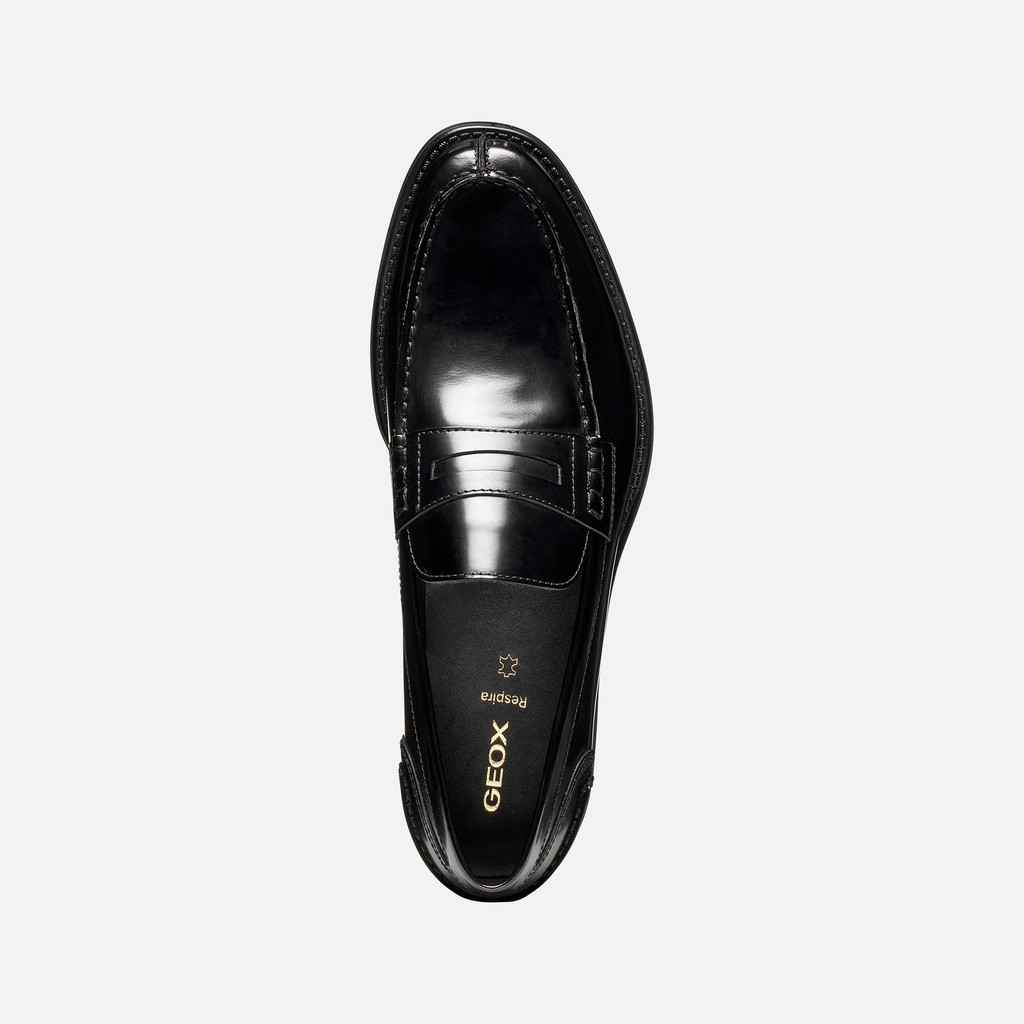 Mocassins de couro ELLMOOR HOMEM Preto - image number 5 | GEOX