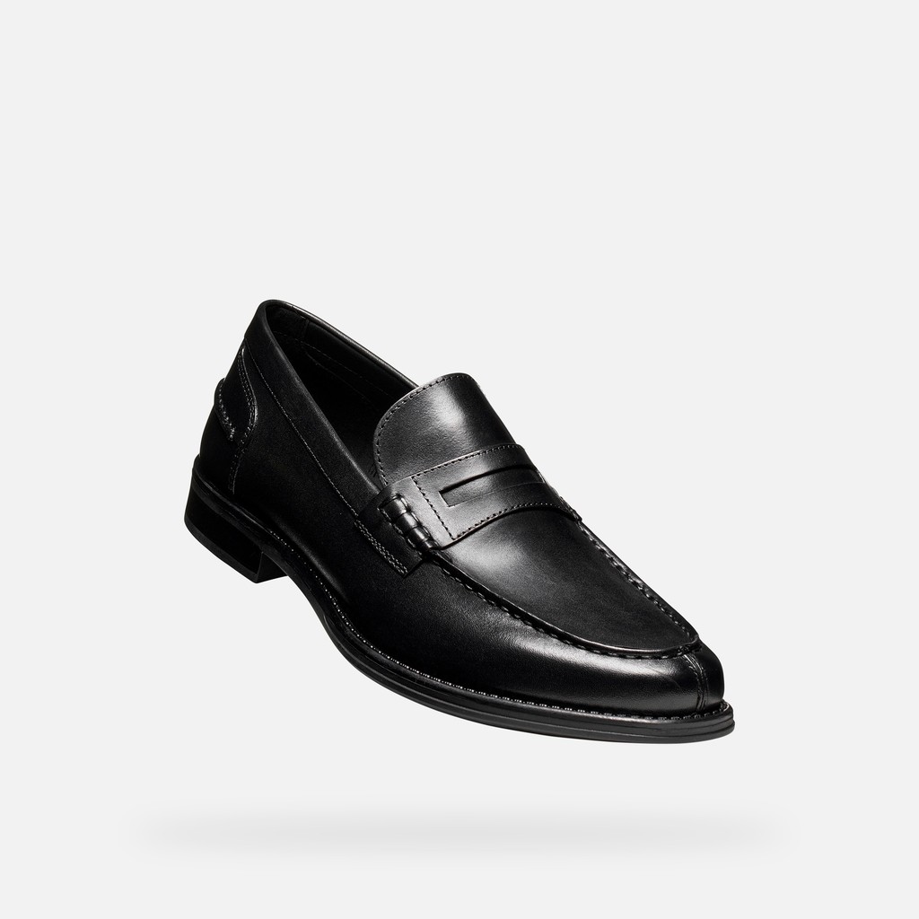 Mocassins de couro ELLMOOR HOMEM Preto - image number 4 | GEOX