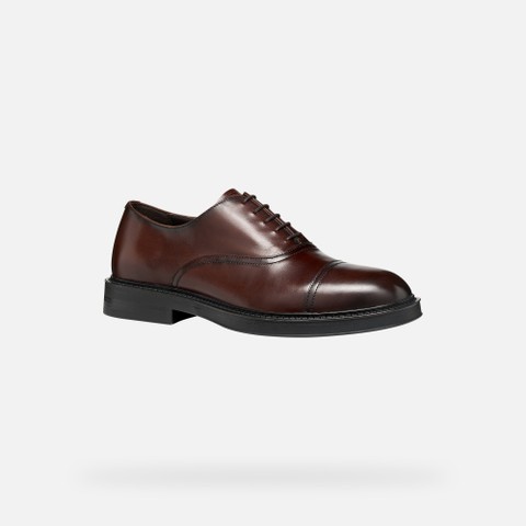 Leather oxfords BEXFORD MAN Coffee - image number 3 | GEOX