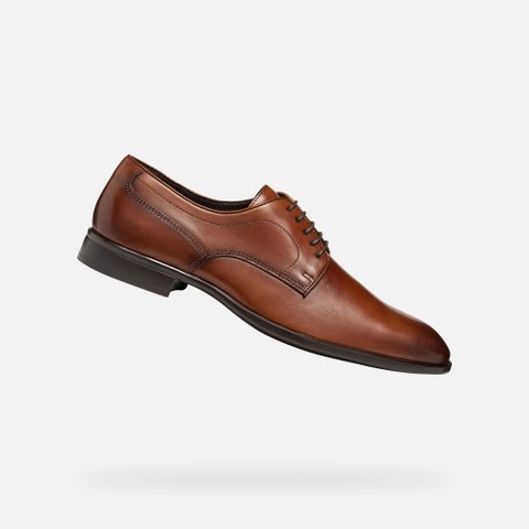Leder Schn&uuml;rschuhe THALOS HERR Cognac | GEOX