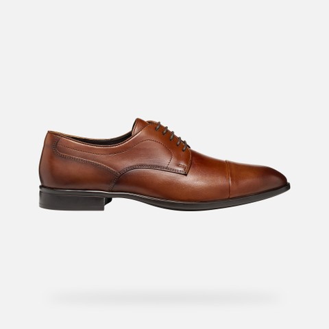 Leather oxfords THALOS MAN Cognac - image number 1 | GEOX
