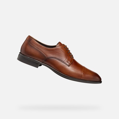 Leather oxfords THALOS MAN Cognac - image number 0 | GEOX