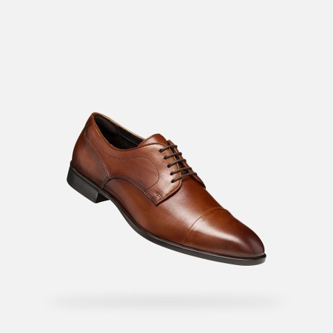 Leather oxfords THALOS MAN Cognac - image number 4 | GEOX