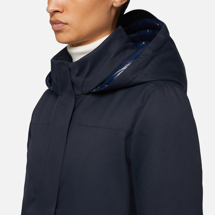 Geox® AERANTIS: Women's Navy blue Jacket With Hood | Geox®