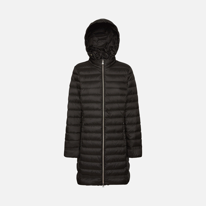 Full-length quilted coat JAYSEN WOMAN Black | GEOX