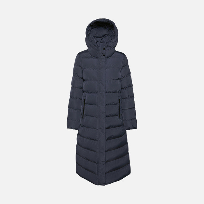 Full-length quilted coat ANYLLA WOMAN Black iris | GEOX
