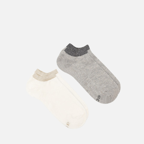 short socks TWO-PACK SOCKS WOMAN Grey/White - image number 1 | GEOX