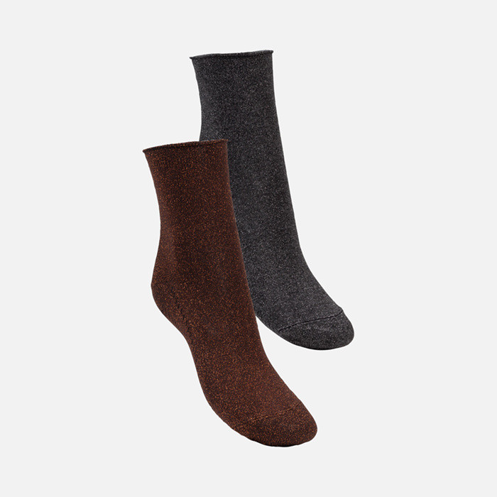 Short socks TWO-PACK OF SOCKS WOMAN Anthracite/Brown | GEOX