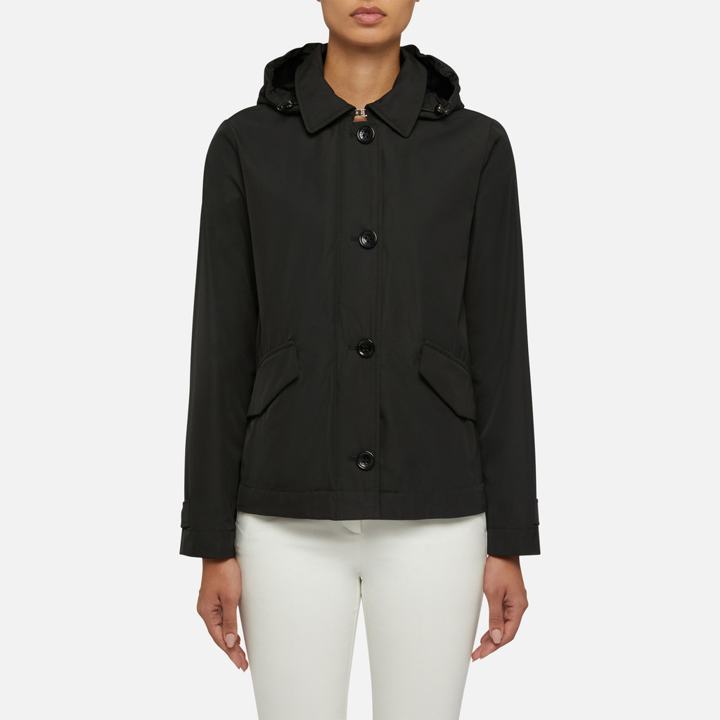 Geox W Gendry B Abrigo Impermeable Negro (Black F9000) 40 (Talla del  Fabricante: 44) para Mujer