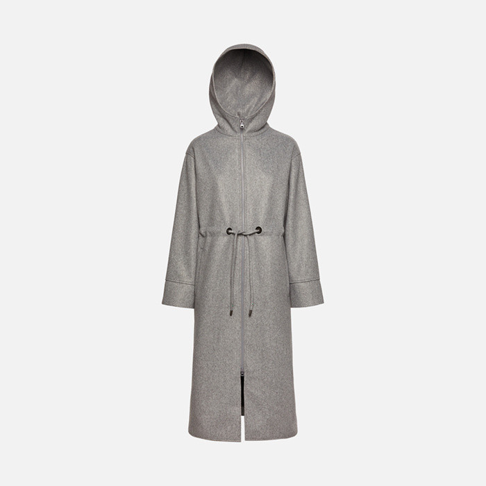 Long coat DORALEA WOMAN Light melange grey | GEOX