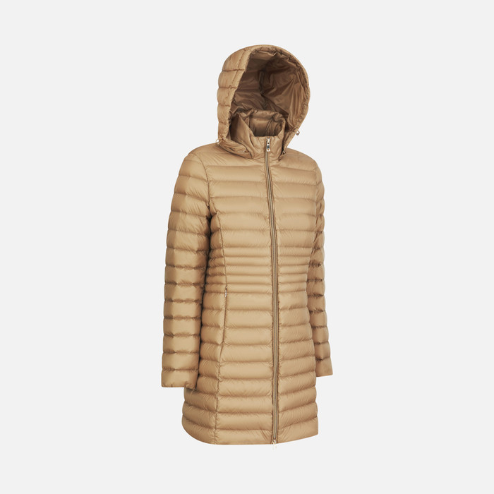 Geox JAYSEN Full Length Quilted Coat travertine Woman Geox