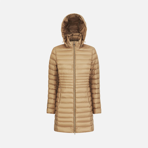 Full-length quilted coat JAYSEN WOMAN Travertine | GEOX
