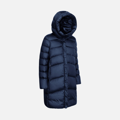 Geox® ADRYA: Full-Length Quilted Coat eclipse blue Woman | Geox®