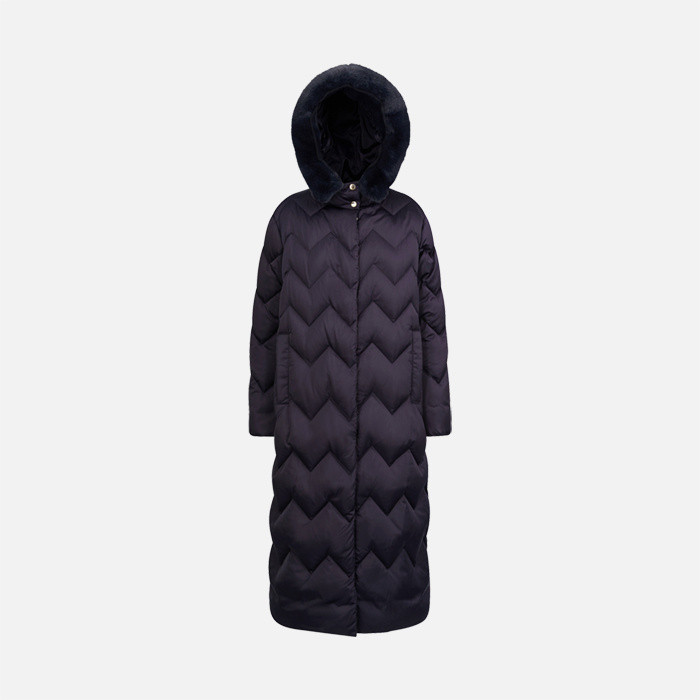 Full-length quilted coat CHLOO WOMAN Sky captain | GEOX