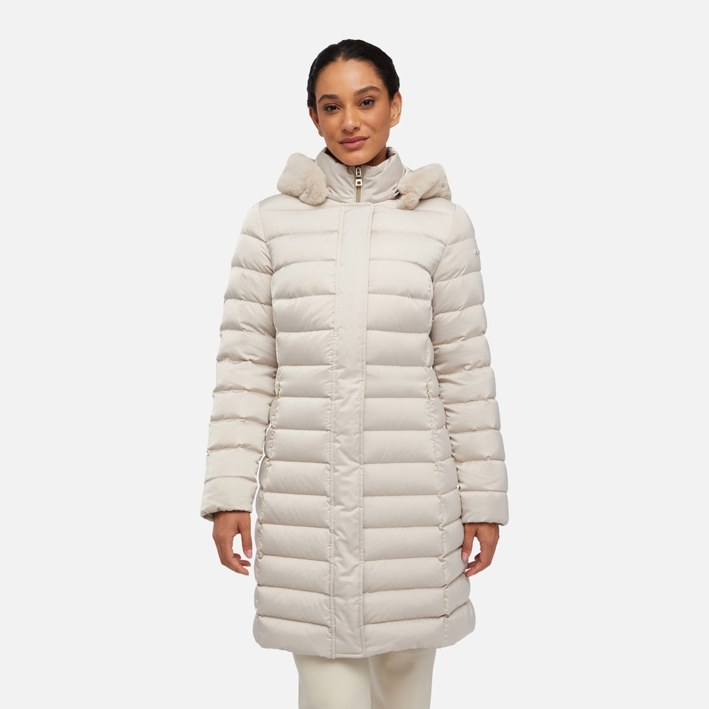 Geox® BETTANIE: Full-Length Quilted Coat silver gray Woman | Geox®