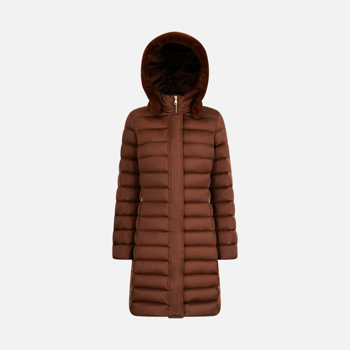 Full-length quilted coat BETTANIE WOMAN Middle brown | GEOX