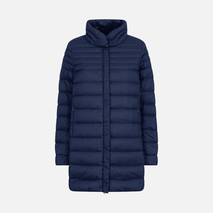 Full-length quilted coat JAYSEN WOMAN Dark eclipse blue | GEOX
