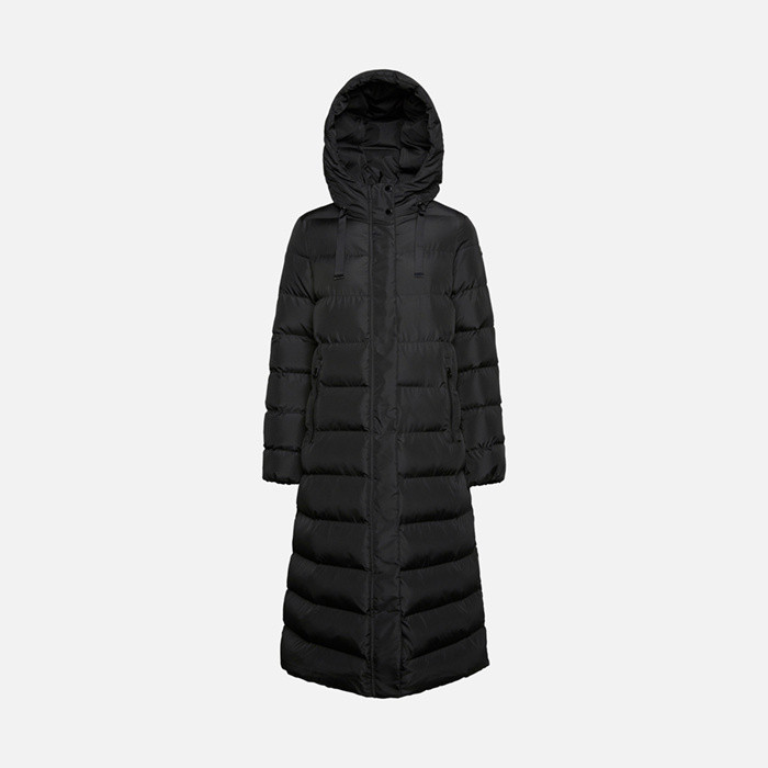 Full-length quilted coat ANYLLA WOMAN Black | GEOX