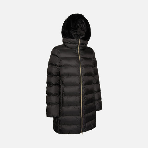 jacket with hood DESYA WOMAN Black/Black - image number 2 | GEOX