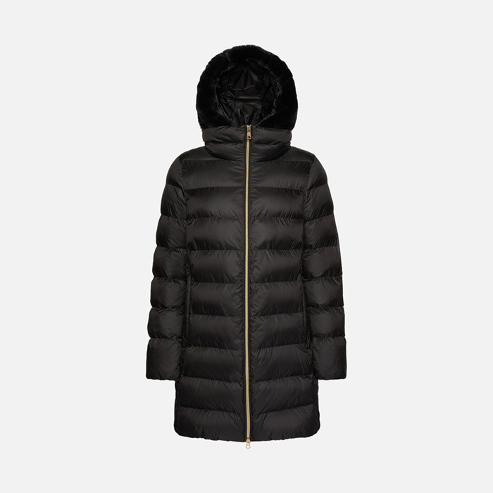 Jacket with hood DESYA WOMAN Black/Black | GEOX