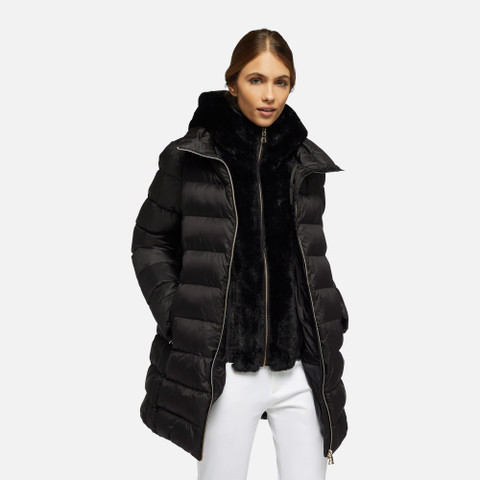 jacket with hood DESYA WOMAN Black/Black - image number 3 | GEOX