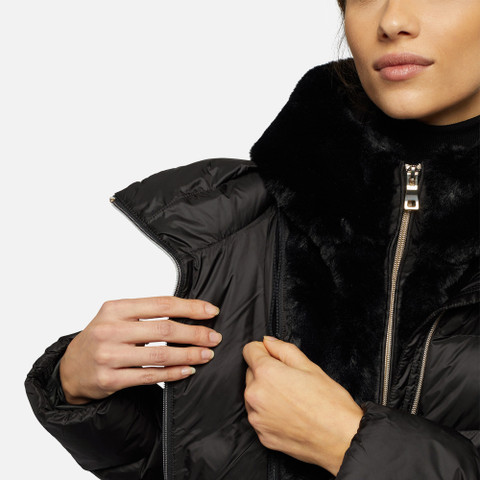 jacket with hood DESYA WOMAN Black/Black - image number 8 | GEOX