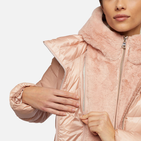 jacket with hood DESYA WOMAN Misty Rose - image number 8 | GEOX