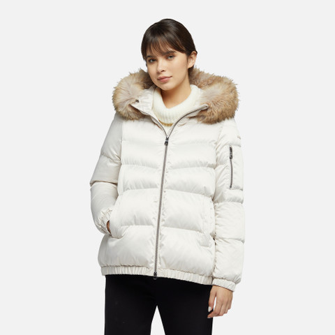 synthetic down jacket BACKSIE WOMAN Moonbeam - image number 3 | GEOX
