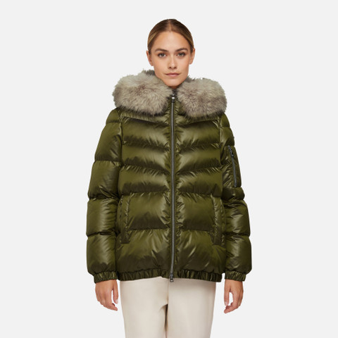 synthetic down jacket BACKSIE WOMAN Dark Olive - image number 1 | GEOX