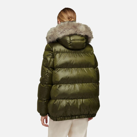synthetic down jacket BACKSIE WOMAN Dark Olive - image number 5 | GEOX