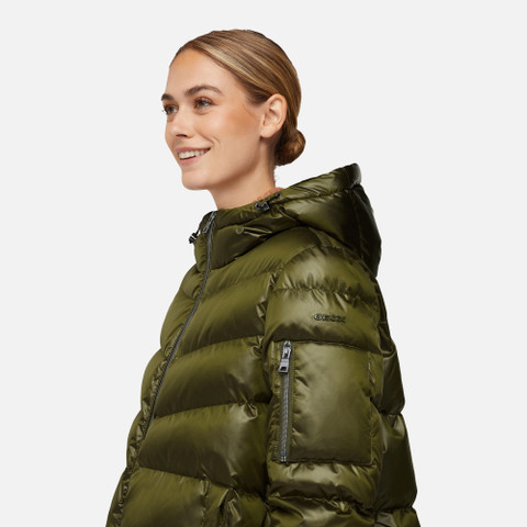 synthetic down jacket BACKSIE WOMAN Dark Olive - image number 8 | GEOX