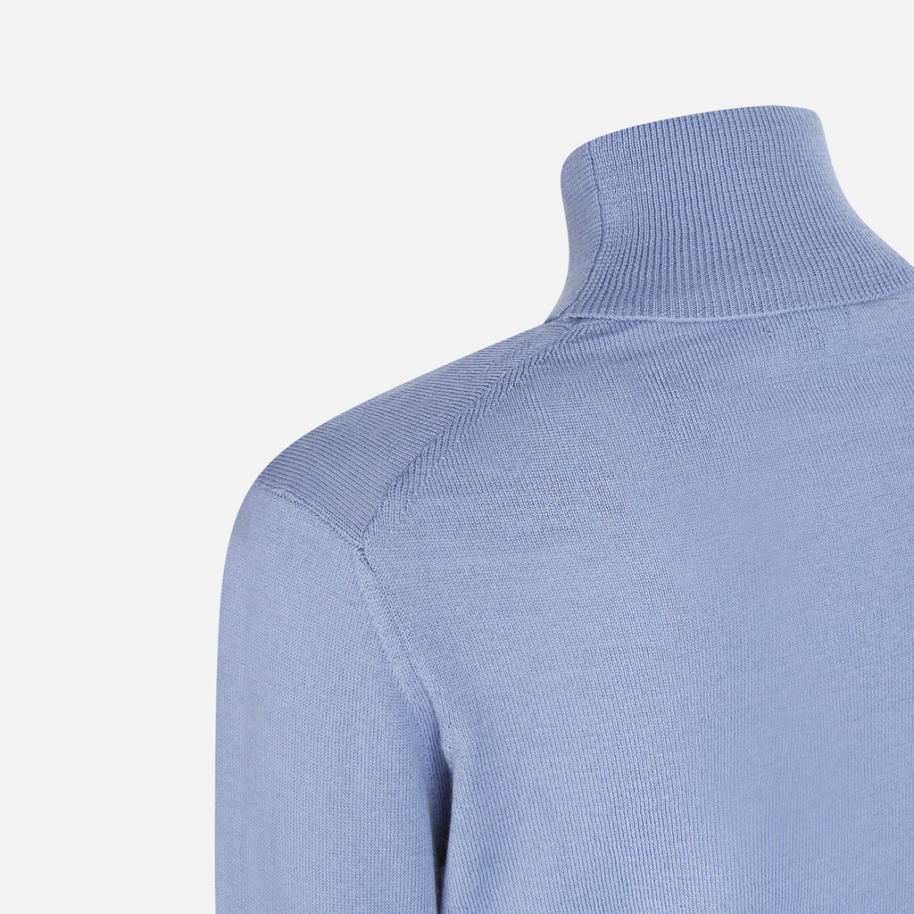 RIBBED KNIT POLO - Faded blue