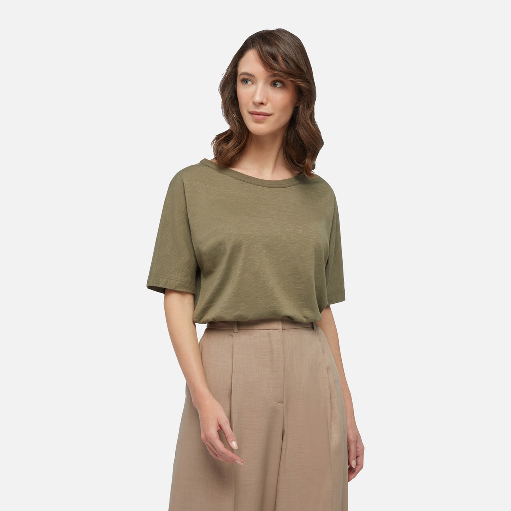 t-shirt T-SHIRT WOMAN Burnt olive - image number 3 | GEOX